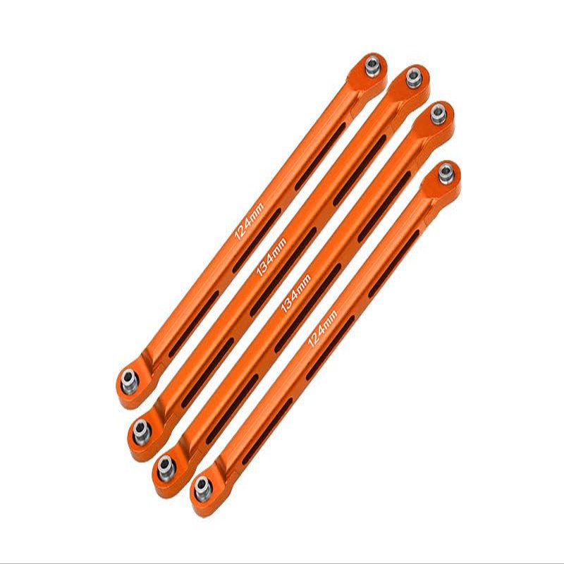 Axial 1/10 RBX10 Ryft 4WD Rock Bouncer AXI03005 Upgrade Parts Aluminum Front Upper & Lower Chassis Links Parts Tree - 4Pc Set Orange