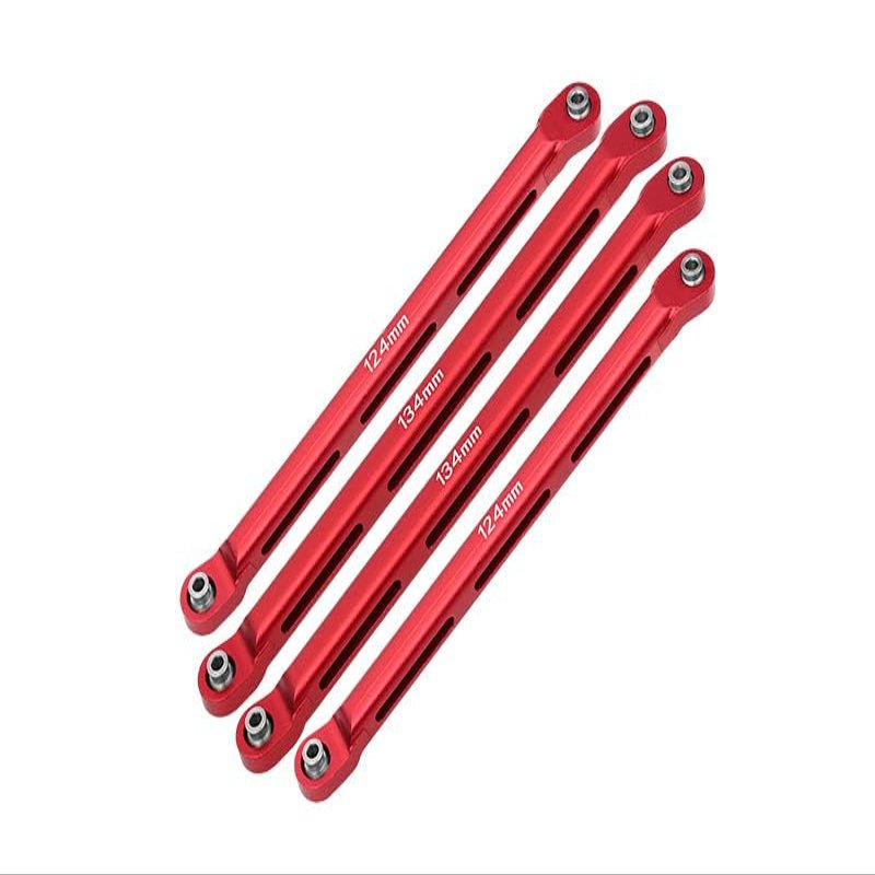 Axial 1/10 RBX10 Ryft 4WD Rock Bouncer AXI03005 Upgrade Parts Aluminum Front Upper & Lower Chassis Links Parts Tree - 4Pc Set Red