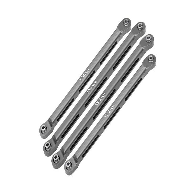 Axial 1/10 RBX10 Ryft 4WD Rock Bouncer AXI03005 Upgrade Parts Aluminum Front Upper & Lower Chassis Links Parts Tree - 4Pc Set Gray Silver