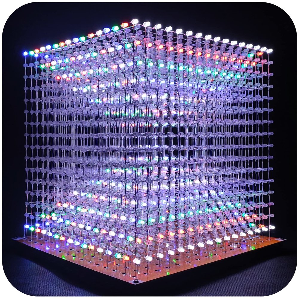 iCubeSmart 3D Led Cube Light Electronics Kit with LED 16x16x16 Electronic Learning Toy for Children and Teenagers Learning Activities Suit (3D16MINI-MULTI-KIT)