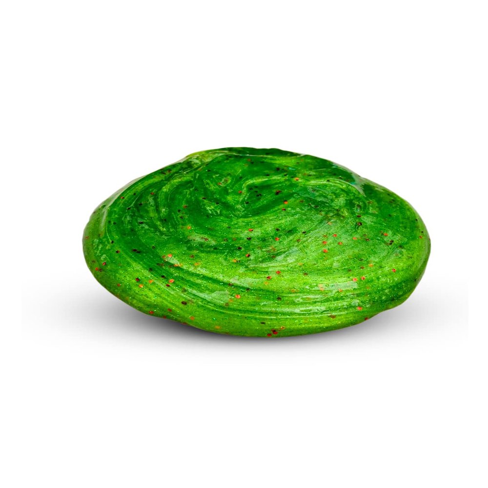 GROUCHY JELLY, Cool green slime, full of clicks, pops, exquisite glitter, handmade, smells like sour apple, irresistible.