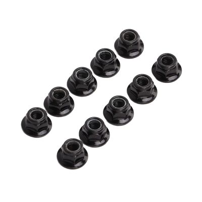 Dilwe RC Tire Nut, 10 Pcs Iron Lock Tire Nut M5 Flange Locking Lug Nuts for RC Model Car, Self-Tightening M5 Wheel Hardware RC Accessories(Black)
