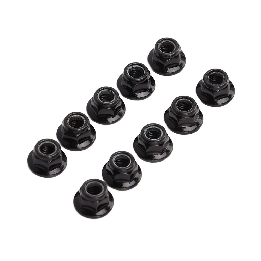 Dilwe RC Tire Nut, 10 Pcs Iron Lock Tire Nut M5 Flange Locking Lug Nuts for RC Model Car, Self-Tightening M5 Wheel Hardware RC Accessories(Black)