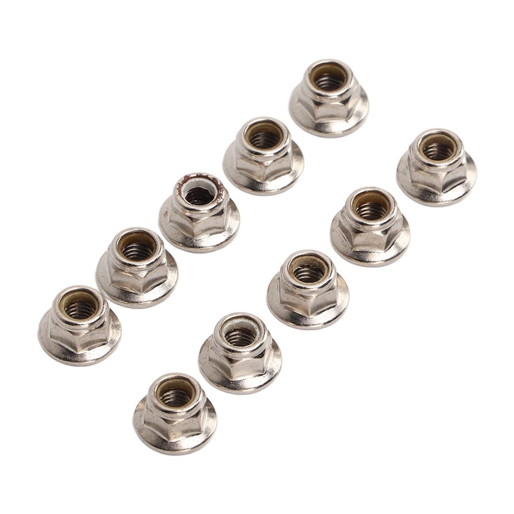 Dilwe RC Tire Nut, 10 Pcs Iron Lock Tire Nut M5 Flange Locking Lug Nuts for RC Model Car(Silver)