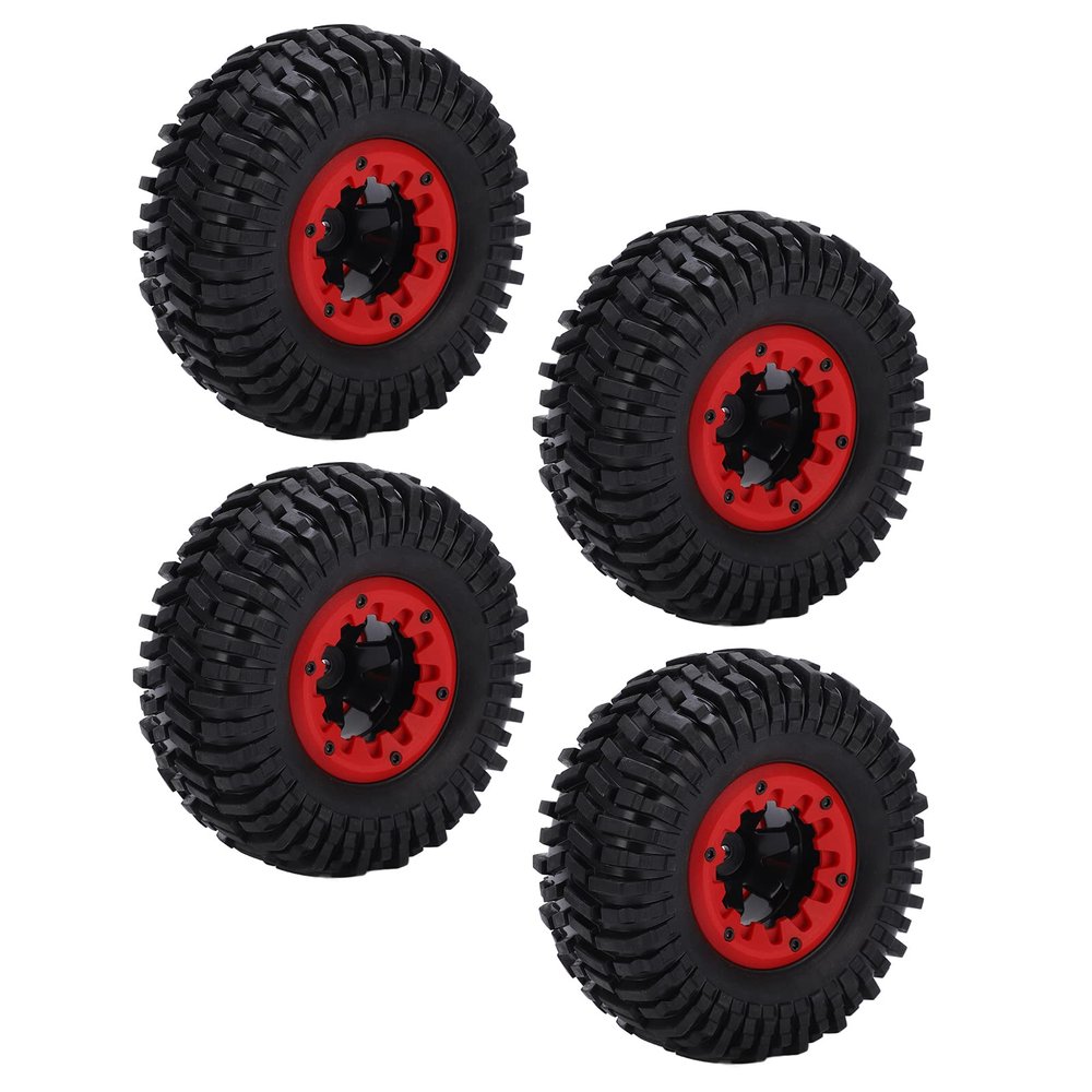 Dilwe 4 Pcs RC Rubber Tires Set, 1/10 RC Car Parts, 128mm, RC Soft Rubber Tires for Racing, for LOSI 1 10 for Lasernut U4, etc., RC Off Road On Road Car RC Accessories