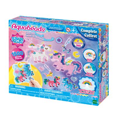Aquabeads Mystic Unicorn Set, Complete Arts & Crafts Bead Kit for Children - Over 1,500 Beads, Three Keychains and Display Stand