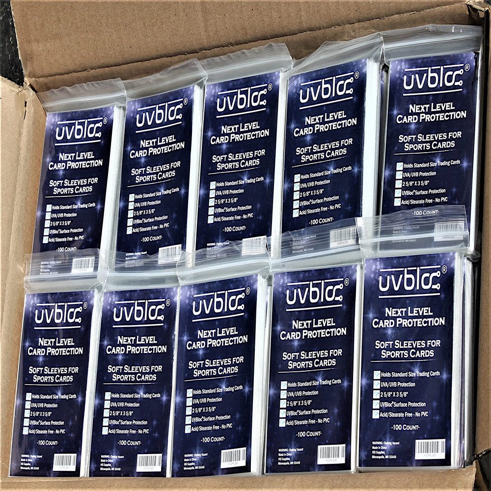 UVBLOC Penny Sleeves Case (10,000 Count) Baseball Card Soft Holder Protectors for Trading Sports Basketball Football Cards