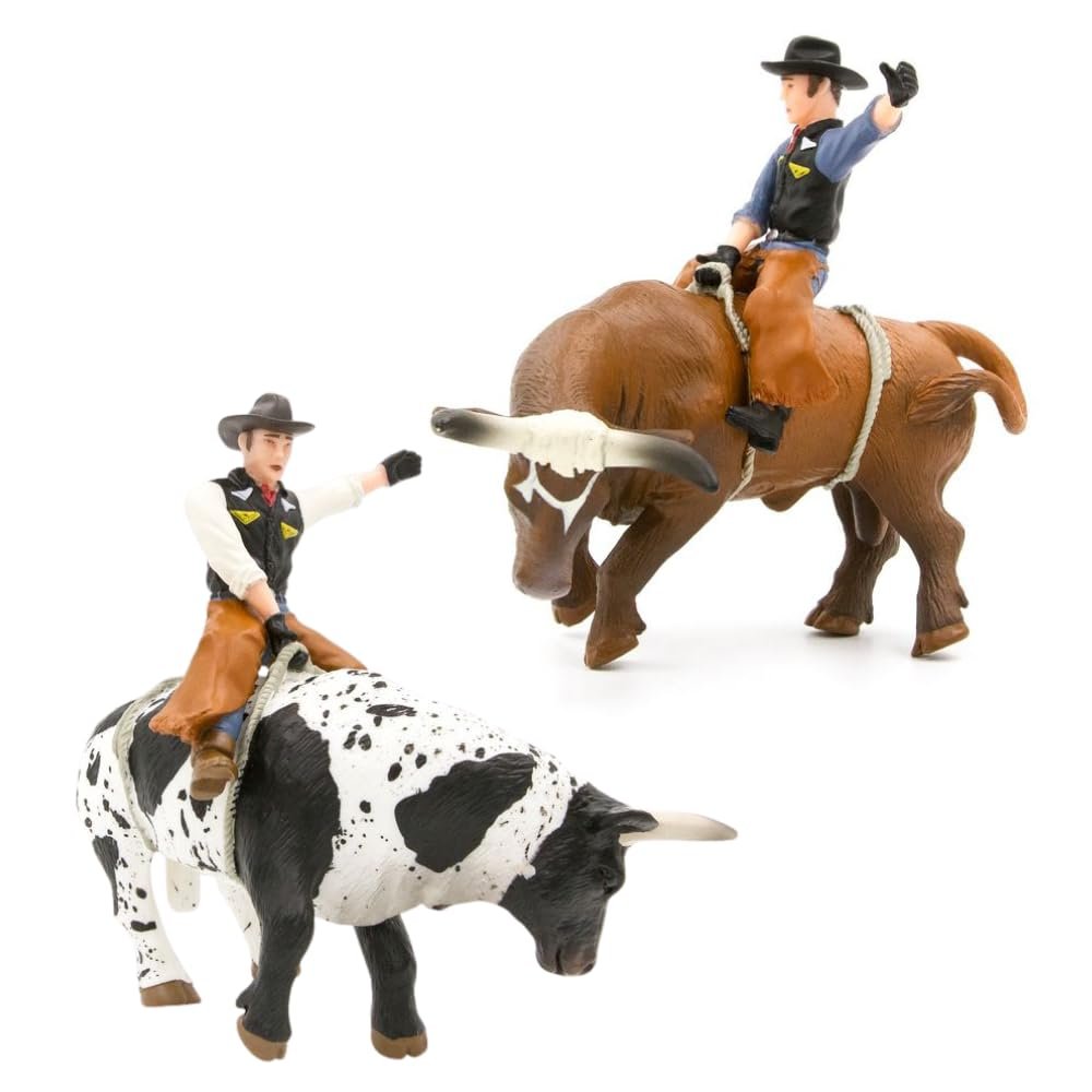 Little Buster Bucking Bulls Rodeo Set | Brown & Spotted Bulls with Riders | 1:16 Scale Collectible Farm & Ranch Display | Authentic Western Collectible for Holiday Dcor & Gifting