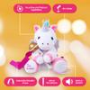 Singing Machine Portable Karaoke Machine for Kids, Plush Toy Backpack with Microphone - The Sing Along Crew, Uni Queen (White & Pink) - Built-In Karaoke Speaker with Songs, Sound Effects, & Recorder view 3