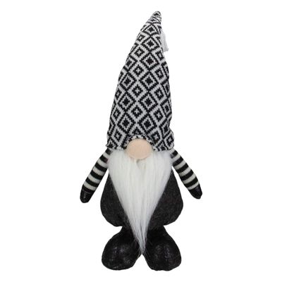 17" Black and White Plush Knit Gnome Christmas Figure1
