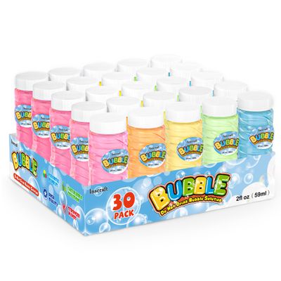 Inscraft 30 PCS Bubble Bottles with Wands Assortment for Kids, 2oz Bubbles Solution Each, Outdoor & Indoor Summer Toy, Weddings, Party Favors, Birthday, Refill for Bubbles Machine Blower