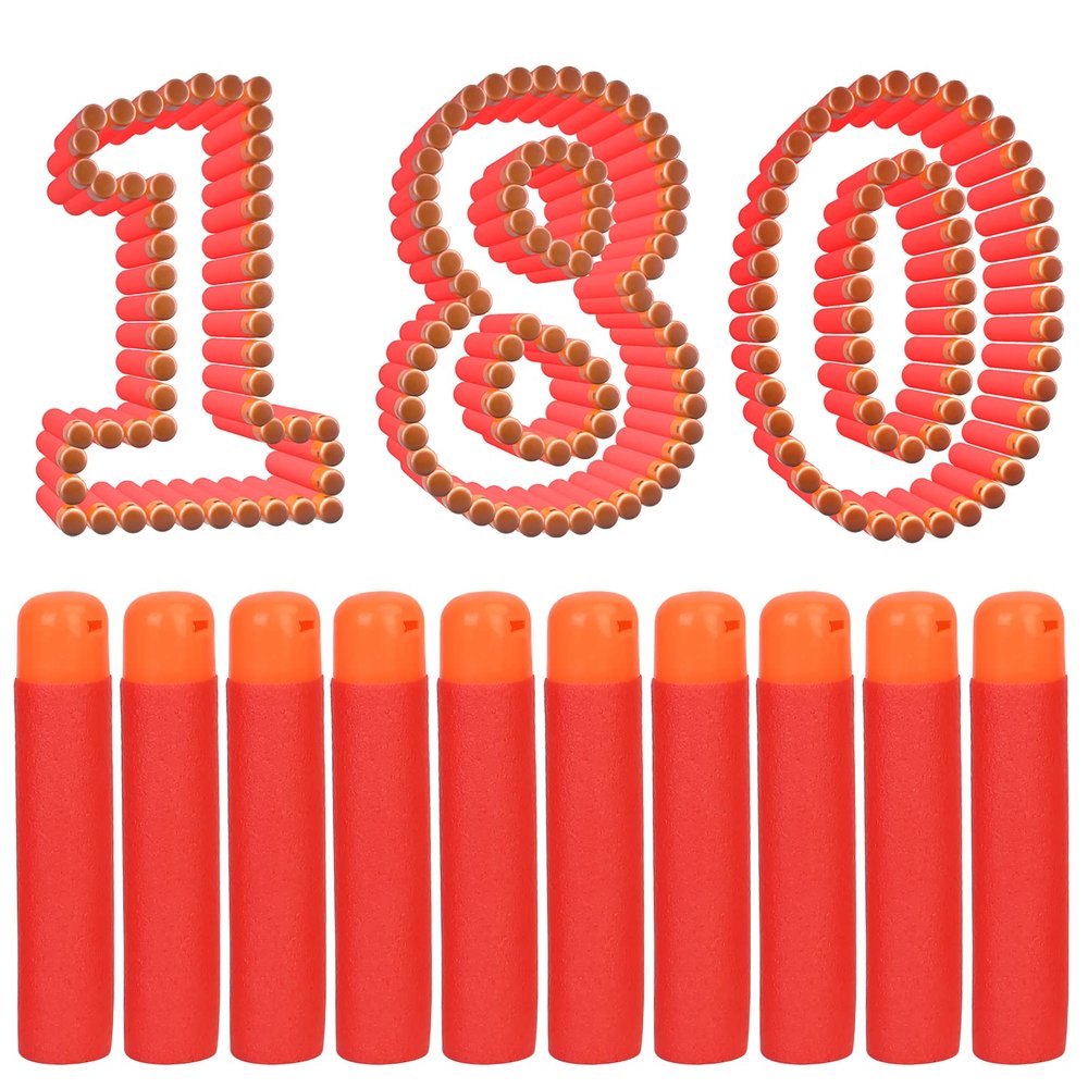 lififun Mega Dart Refill Pack 180 Pcs Compatible with Nerf N-Strike Mega Series Blasters, Red