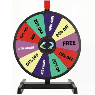 Hooomyai 15 inch Tabletop Spinning Prize Wheel with Durable Base Stand, 10 Slots Spin Wheel for Prizes Spinner with Dry Erase Markers and Eraser for Classroom Carnival Trade Show Party Game