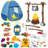MITCIEN Kids Camping Set with Campfire, Play Tent , Binoculars, Oil Lantern, Toddlers Pretend Cutting Fruits, Marshmallow, Camping Toys Play Set for Boys Girls 3-5 Year Old and Up Indoor Outdoor Toys view 1