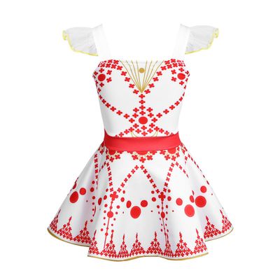 HULIJA Girls Ruffled Shoulder Straps Dress Movie Ballerina Leap Dance Ballet Tutu Dress Cosplay Party Outfits Light Red 12-18 Months