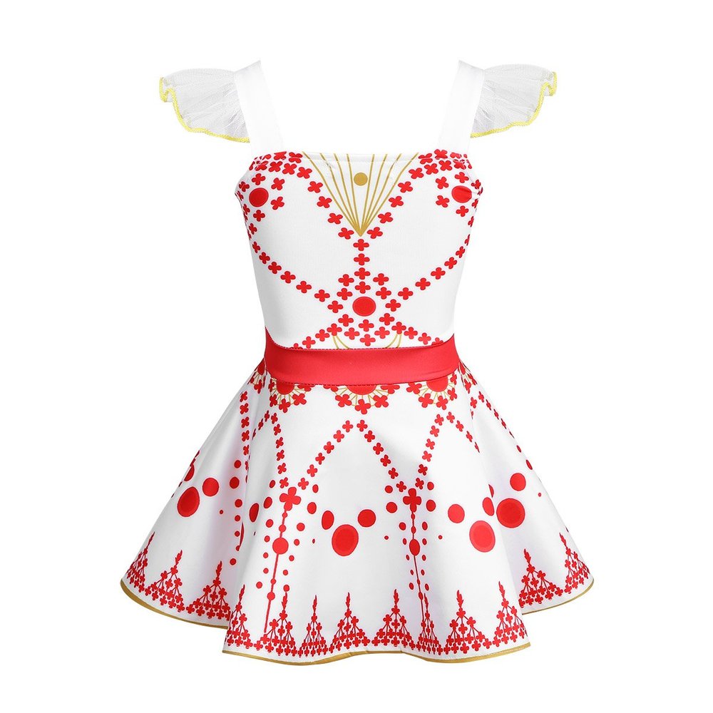 HULIJA Girls Ruffled Shoulder Straps Dress Movie Ballerina Leap Dance Ballet Tutu Dress Cosplay Party Outfits Light Red 12-18 Months