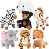 7 Pieces Plush Safari Animals 4.72 Inches Jungle Stuffed Animal Set Includes Giraffe Tiger Lion Bear Elephant Zebra for Zoo Themed Parties Teacher Student Achievement Award view 1