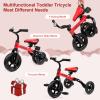 XPIY Tricycle for Toddlers Age 2-5 Years Old, 3 in 1 Folding Toddler Bike for Boys and Girls, Kids' Bike Trike with Detachable Pedal and Adjustable Seat (RED) view 2