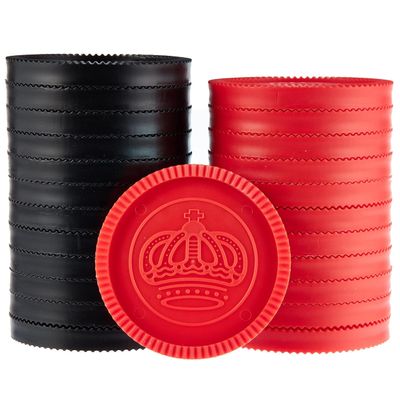 24 Jumbo Replacement Checkers - Extra Red/Black Interlocking Stackable Plastic Pieces for Board Games, Checkboards, Missing Pieces, and Rec Rooms, 2.75" Wide - Checkers, Draughts, and Tic Tac Toe