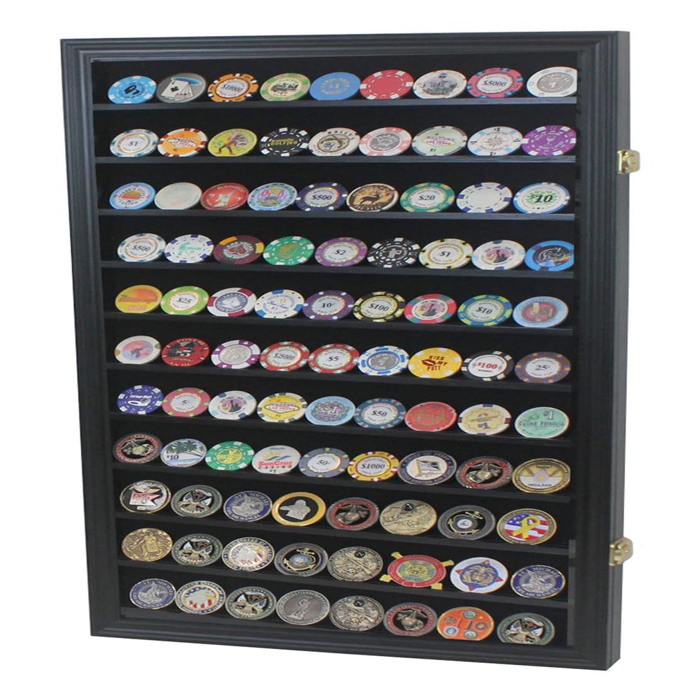 Large Casino Coin Poker Chips Display Case Cabinet Holder Matchbook Display Case Cabinet Holder Rack Holds up to 117 Match Book or Boxes 98% UV Locks (Black Finish)