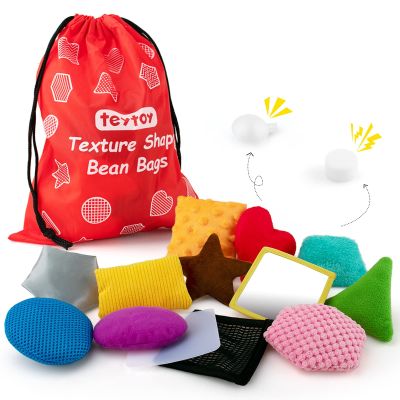 Texture Sensory Bean Bags,Toddler Sensory Toys for Babies,Preschool Toys Set of 13 Beanbags, Shape Sensory Bean Bags with Storage Bag,Develop Fine Motor & Sensory Play for Newborns Early Learning