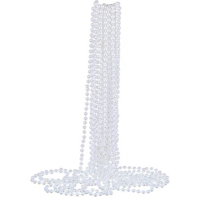 12 Pack Fake Pearl Necklace Costume Jewelry Long Faux Pearl Necklace Party Favors White Plastic Flapper Bead Strand for Kids Girls Women 1920s Wedding Bridal Shower Tea Birthday Decorations
