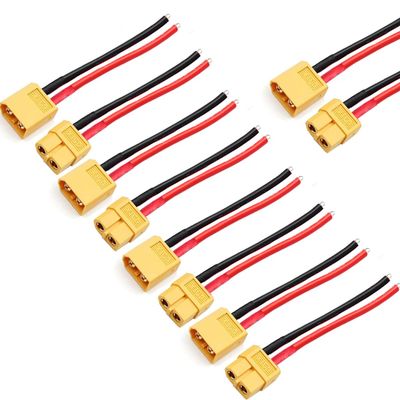 ZHOFONET 5 Pairs XT60 Pigtail,XT60 Male and Female Plug,XT60 Connector Adapter with 10cm 14AWG Silicone Wire for RC Lipo Battery FPV Racing Drone