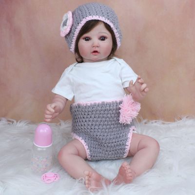 YIHANGG 60 CM Realistic Reborn Baby Doll Girl Soft Silicone Reborn Toddler Doll 3D Paint Skin 24 Inch Princess Art Doll Kids
