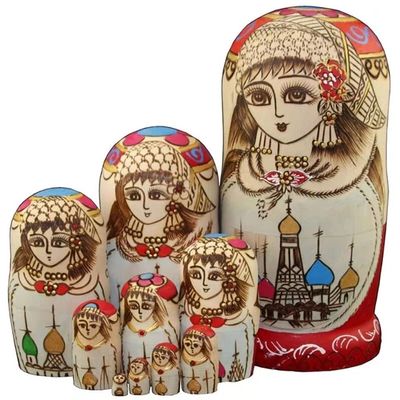 BDPP Russian Nesting Dolls 10 Pcs Matryoshka Home Decor Traditional Matryoshka Style Wooden Nesting Toys Creative Home Decoration Gifts