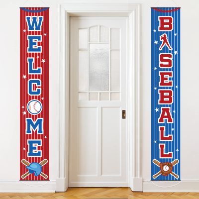 Baseball Party Decorations Baseball Themed Birthday Porch Sign Welcome Door Hanging Banner Baseball Sports Porch Sign for Boy Kid Teenager Baby Shower Baseball Birthday Party Supplies 71 x 12 Inches