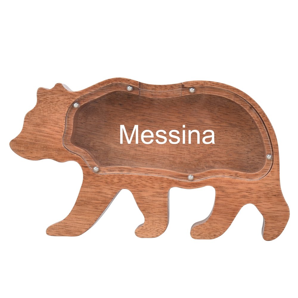 Custom Wooden Piggy Bank, Creative Animal Shape Piggy Bank, Personalized Desktop Home Decorations, Birthdays Christams Gifts for Boys and Girls (Bear)