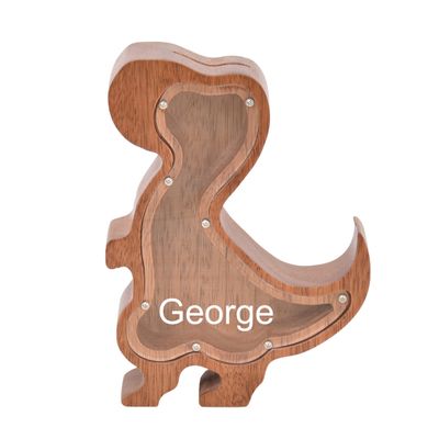 Custom Wooden Piggy Bank, Creative Animal Shape Piggy Bank, Personalized Desktop Home Decorations, Birthdays Christams Gifts for Boys and Girls (Dinosaur)