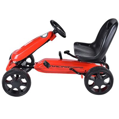GLACER Kids Go Kart, 4 Wheels Outdoor Racer Toy Car for Kids, Pedal Powered Ride On Car w/Adjustable Seat, EVA Rubber Tires, Ideal for Boys Girls (Red)