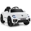 Costzon Ride on Car, 12V Licensed Volkswagen Beetle Battery Powered Vehicle w/Remote Control, Spring Suspension, Lights, USB, Horn, Music, 4 Wheeler for Boy Girl Gift, Electric Car for Kids, White view 1