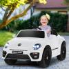 Costzon Ride on Car, 12V Licensed Volkswagen Beetle Battery Powered Vehicle w/Remote Control, Spring Suspension, Lights, USB, Horn, Music, 4 Wheeler for Boy Girl Gift, Electric Car for Kids, White view 2