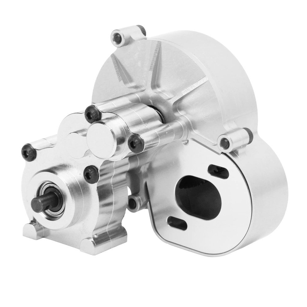 RC Transmission Gear Box Set, Aluminium Alloy RC 60T Motor and Transmission Gearbox Upgrade Spare Part for AXIAL SCX10 1/10 RC Truck(Silver)