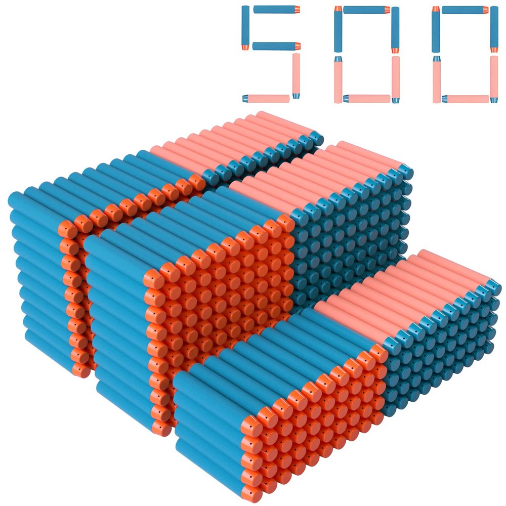 lififun 500-Dart Refill Pack Foam Darts Compatible with Nerf N-Strike Elite & Elite 2.0 for All Blasters That Use Elite Darts Blue & Orange