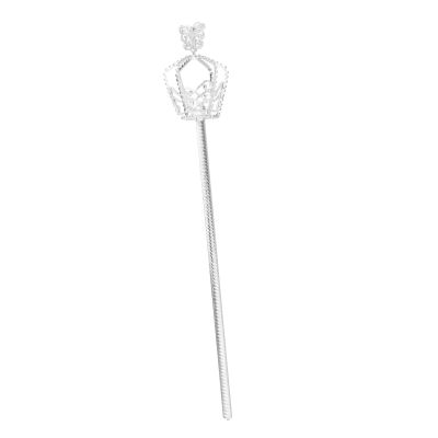 AMLESO Crystal Scepter Pageant Costume Props Wedding Pageant Princess Handheld Props Scepter for Pageant Festival, Silver