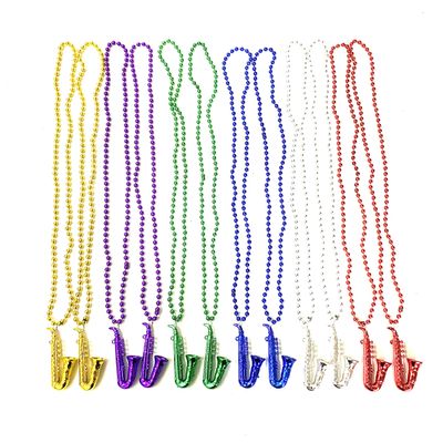 Robbstark Mardi Gras Party Bead Necklace Multi Colors Guitar Saxophone Music Bead Necklaces Gift Decoration(12 Pcs)