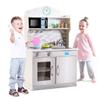 FFlyer Kids Kitchen Playset, Wooden Kitchen Playset w/Cookware Utensils, Removable Sink, Microwave, Pegs on The Wall, Top Shelf, Toddler Pretend Play Kitchen Toy, Best Gift for Boy Girl Ages 3+ view 1