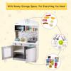 FFlyer Kids Kitchen Playset, Wooden Kitchen Playset w/Cookware Utensils, Removable Sink, Microwave, Pegs on The Wall, Top Shelf, Toddler Pretend Play Kitchen Toy, Best Gift for Boy Girl Ages 3+ view 3