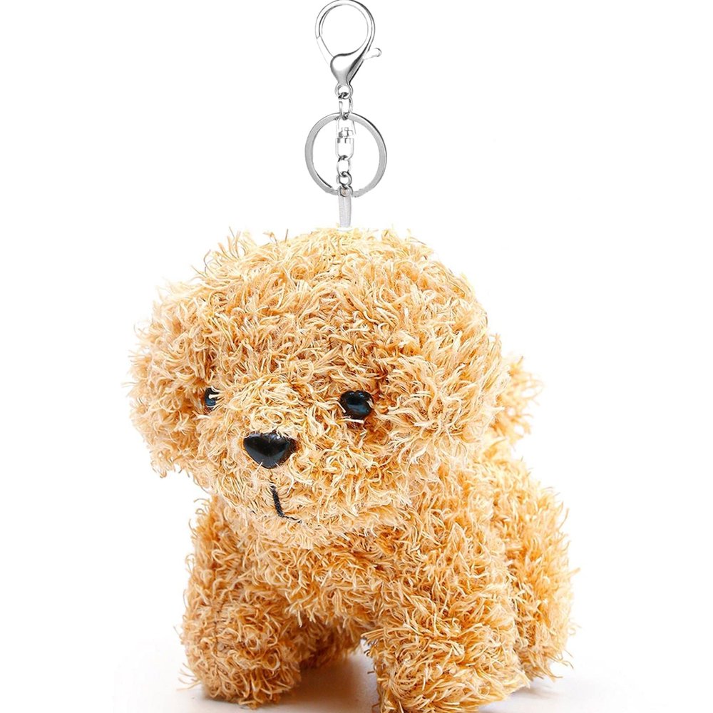 Anboor Small Stuffed Animals4.8 Inch Cute Puppy Dog Plush Stuffed Animal with Keychain for Party Favors (Light Brown)