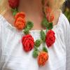 Crochet Flower Necklace with Roses Neck Scarf Boho Jewelry Lariat Fall Fashion for Women Teen Girl Accessories Floral Accessory Girls Autumn flowers Lariat