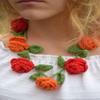 Crochet Flower Necklace with Roses Neck Scarf Boho Jewelry Lariat Fall Fashion for Women Teen Girl Accessories Floral Accessory Girls Autumn flowers Lariat view 2