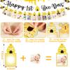 3 Pcs Happy 1st Bee Day Party Decorations, Bumble Honey Bee 1st Birthday Baby Photo Banner and Cake Topper, Bee Decorations Bee Birthday Party Decorations Bee Cake Decorations for Boys Girls Newborn view 3