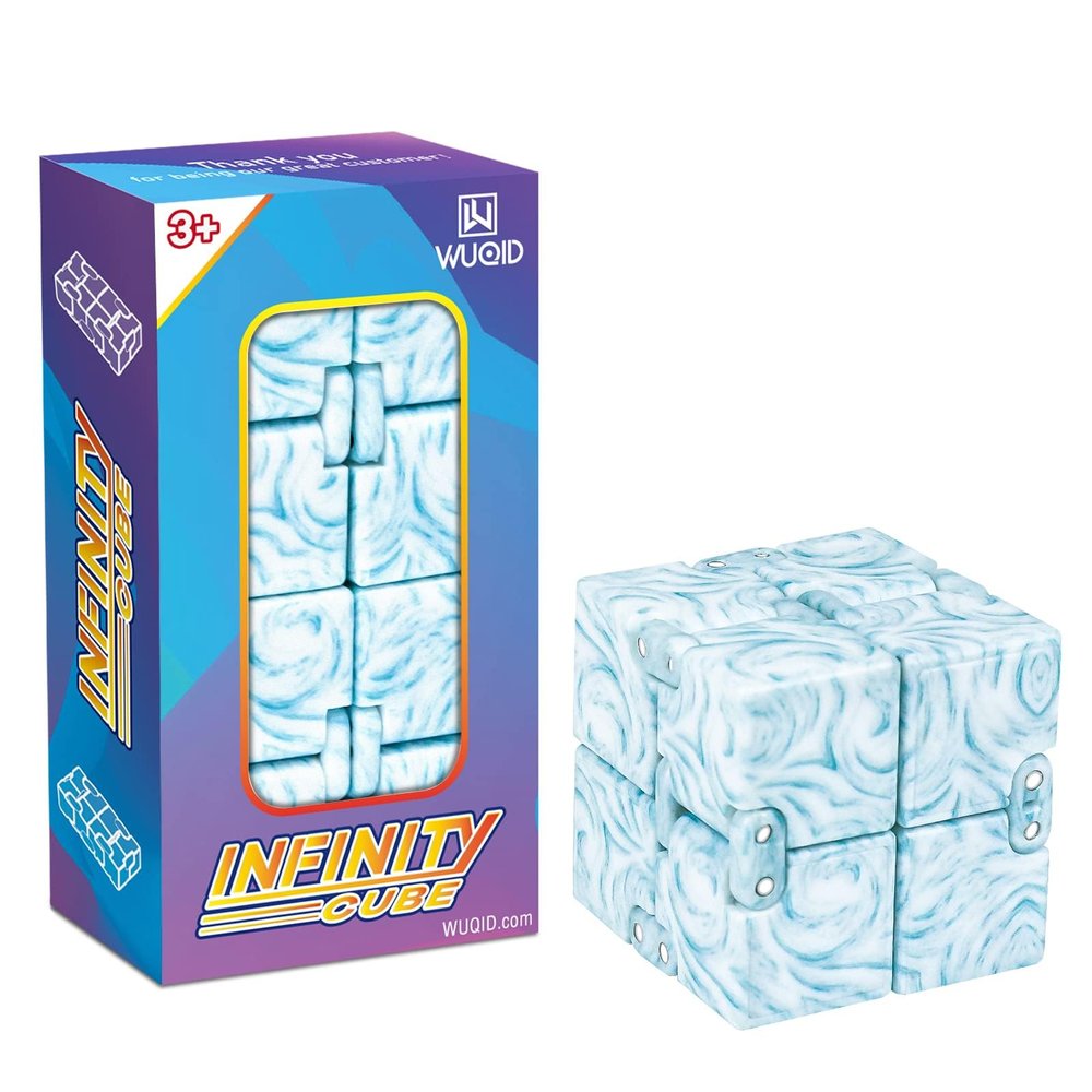 Infinitycube Fidget Toy, Unique Tie-Dye Infinitycube for Kids and Adults, Relaxing Hand-Held Toy for Stress Relief (Light Blue)