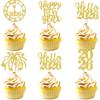 30 PCS Happy New Year 2026 Cupcake Toppers Glitter Cheers to 2026 Fireworks Clock Hello 2026 Cupcake Picks Happy New Year Holiday Theme Party Cake Decorations Supplies Gold view 1