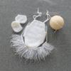 Coberllus Newborn Baby Photography Props Girls Lace Headdress with Romper Bodysuits Tutu Photo Props Posing Set (Off White) view 2