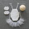 Coberllus Newborn Baby Photography Props Girls Lace Headdress with Romper Bodysuits Tutu Photo Props Posing Set (Off White) view 3