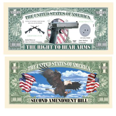 Pack of 100 - Second 2nd Amendment Gun Million Dollar Bill - Best Gift for NRA Supporters